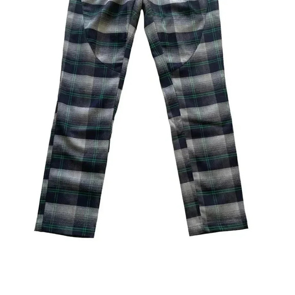 Trousers Reiko Plaid Blue Gray Green Pull On Elastic String Slim SZ S # 1775 - Picture 3 of 10